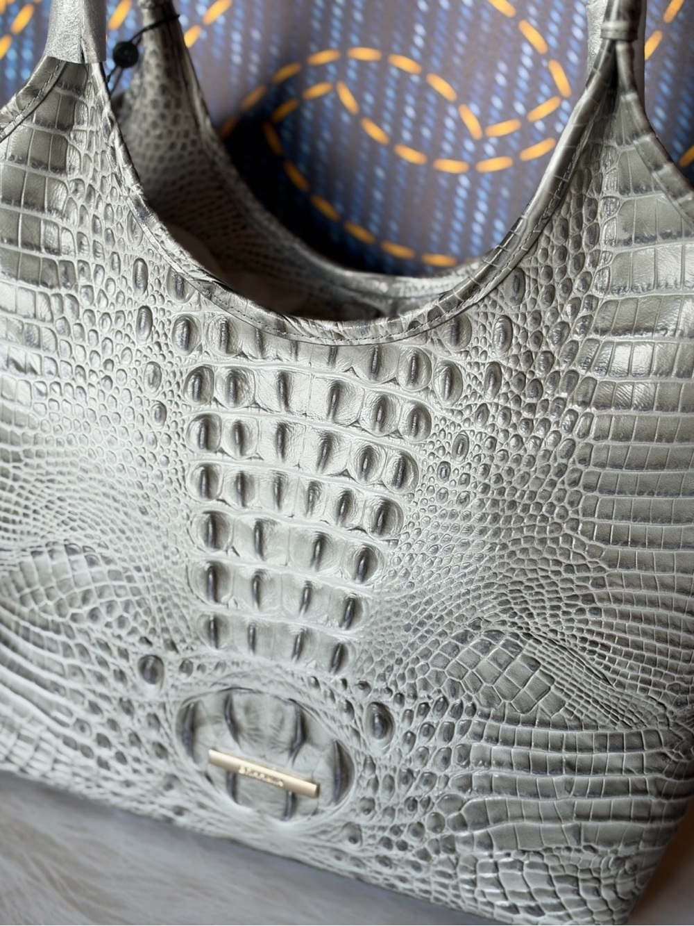 Brahmin Melora Dove Alden Leather Tote NWT Pretty Gray With eye $365